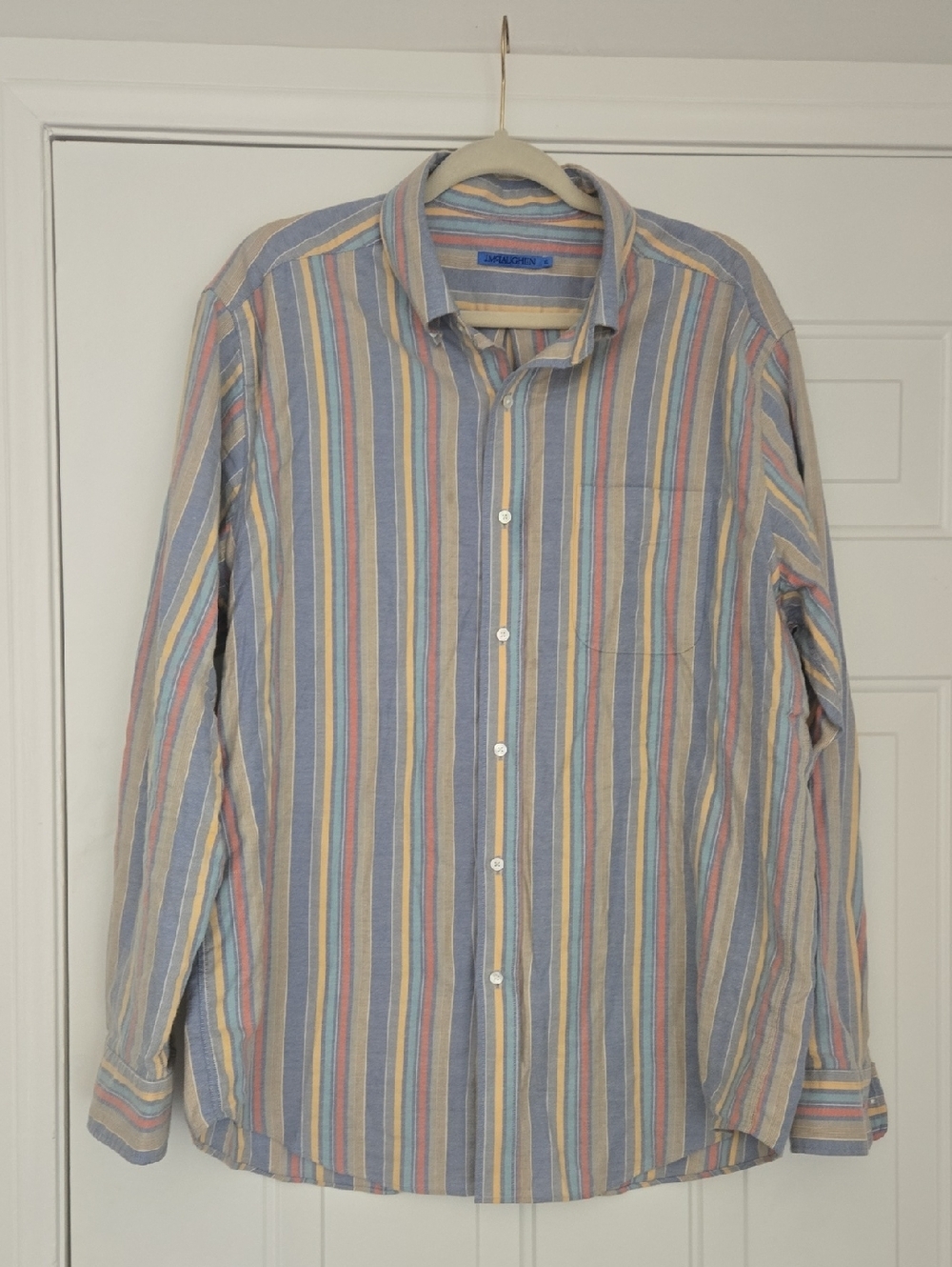 J. McLaughlin Pastel Multi-Stripe Button-Down Shirt Size XL